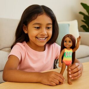 Mattel Barbie Club Chelsea Small Doll Graphic Popsicle Swimsuit (5.5") Toy Gift